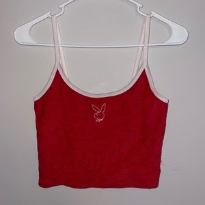 Red and White Terrycloth Playboy by Pacsun Tank Top size small